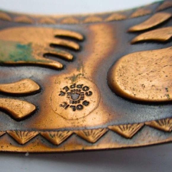 BELL TRADING COMPANY Southwestern Solid Copper Paw Print Cuff Bracelet - Picture 5 of 8